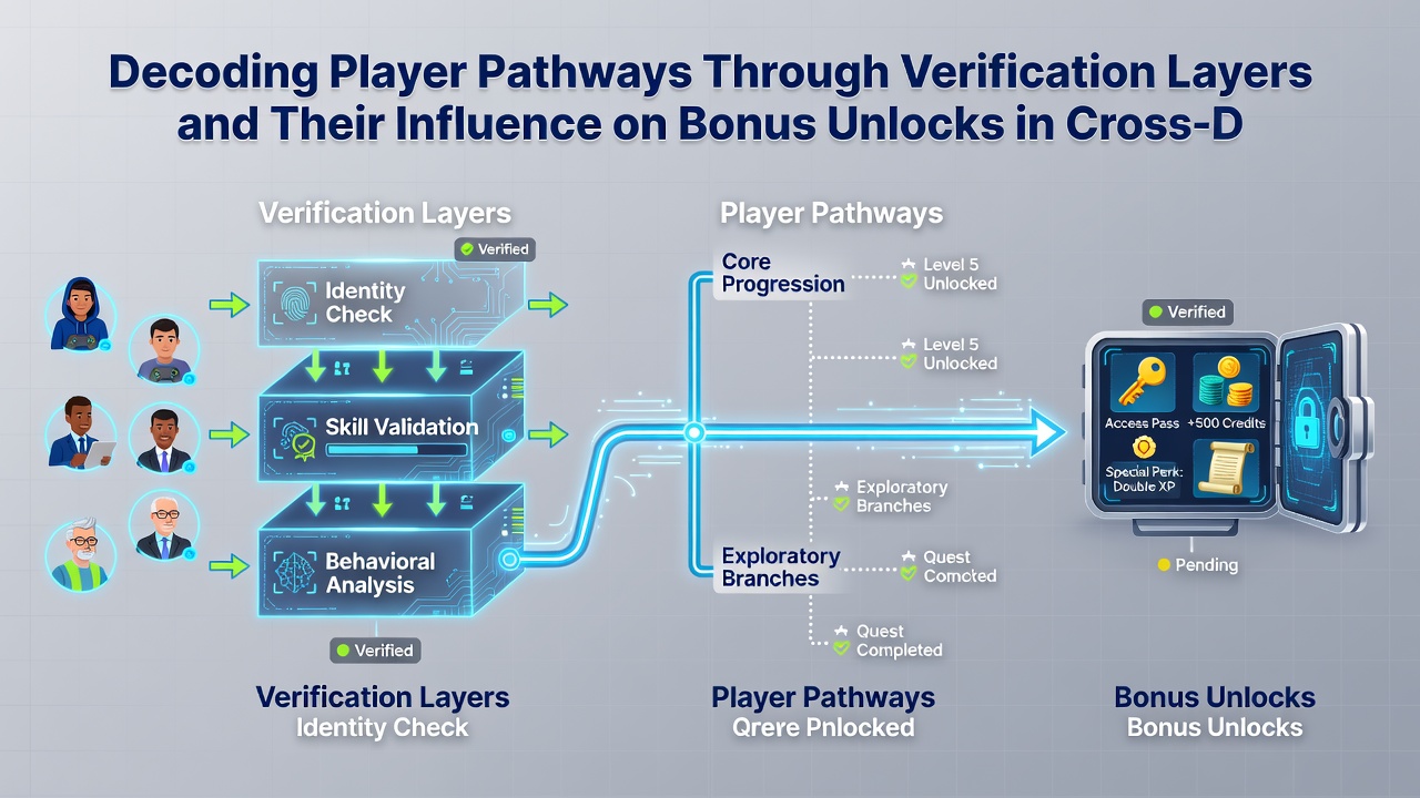 Diagram showing bonus unlock sequences triggered after successful verification across different gaming devices