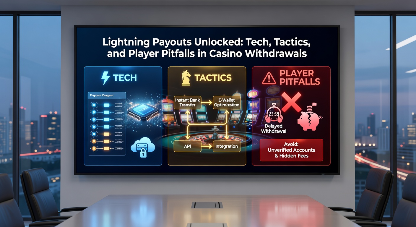 Infographic illustrating a flowchart of casino withdrawal process from request to bank account, highlighting tech nodes like blockchain and AI verification with warning signs for common delays