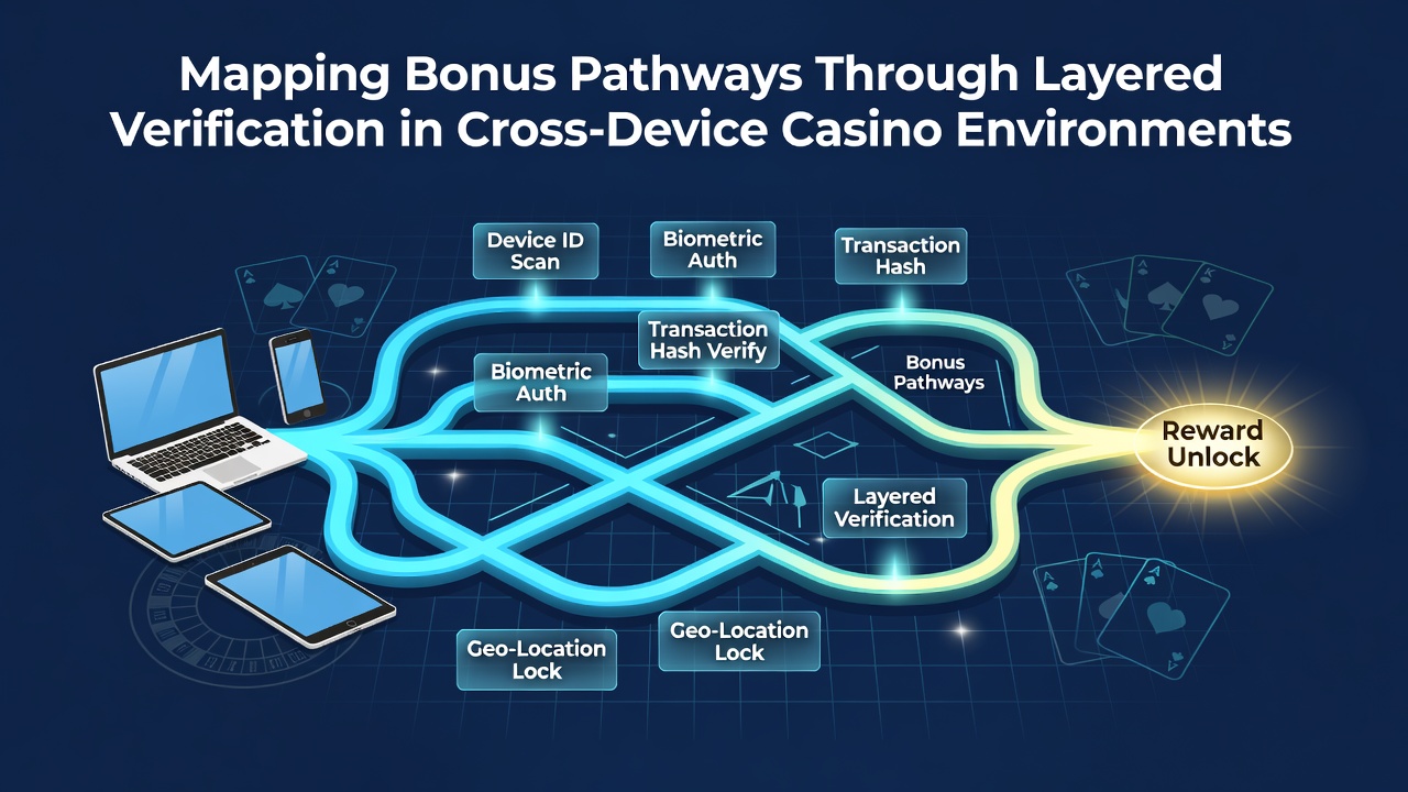 Diagram showing layered verification steps across mobile and desktop casino interfaces
