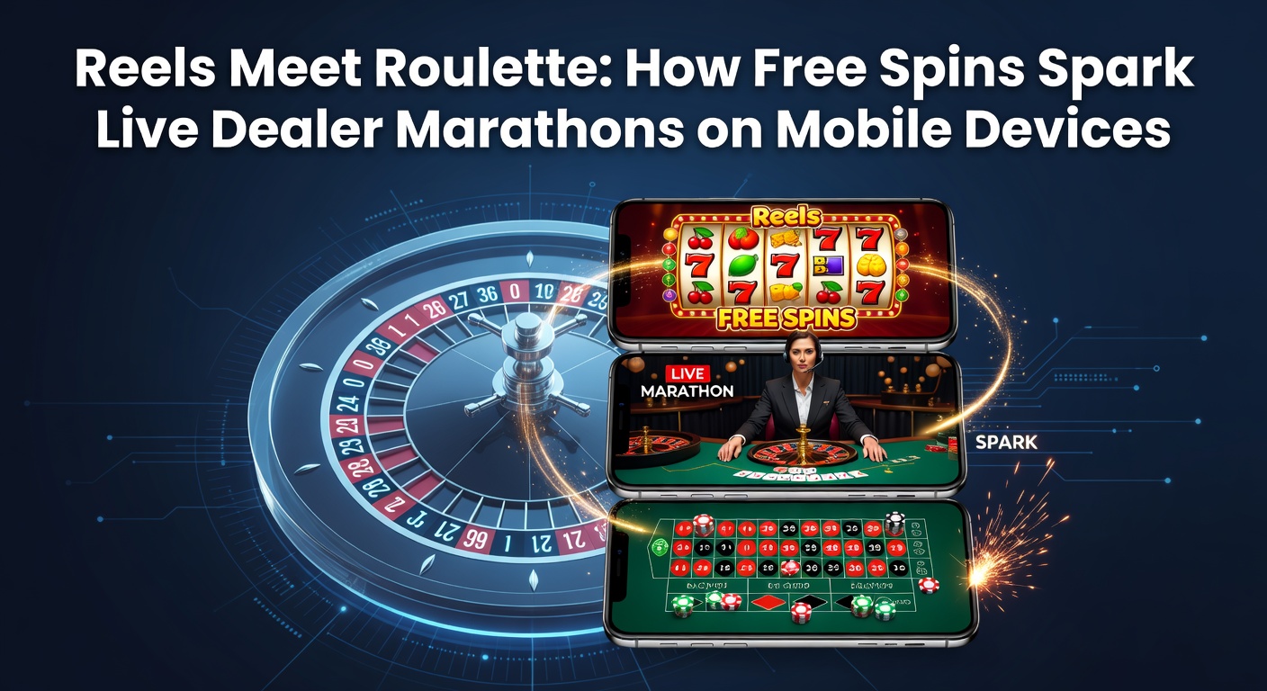 Mobile screen showing slot reels transitioning to a live roulette table with free spins overlay