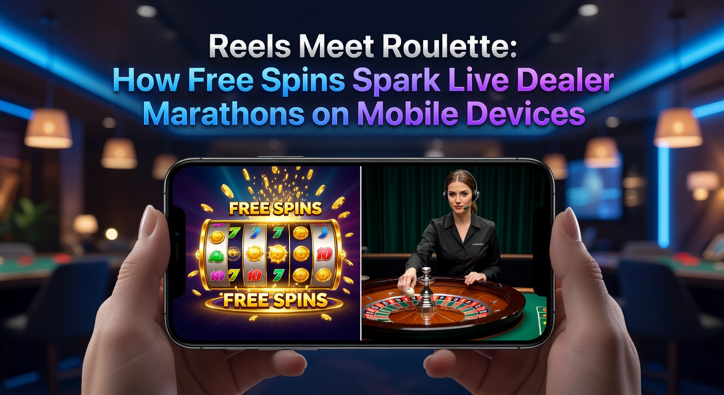 Close-up of a live dealer spinning a roulette wheel on a mobile device, with slot free spin notifications in the background