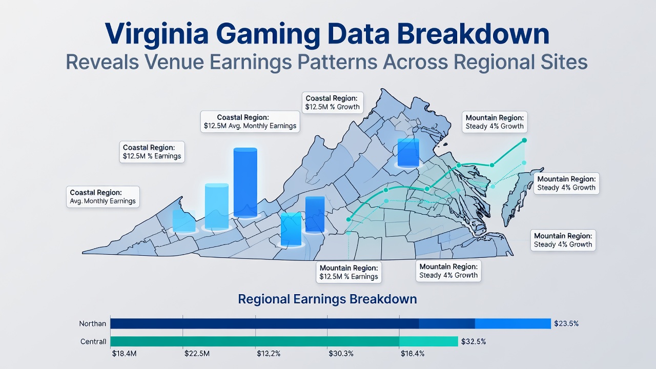 Virginia casino revenue charts showing earnings across five regional venues in 2026