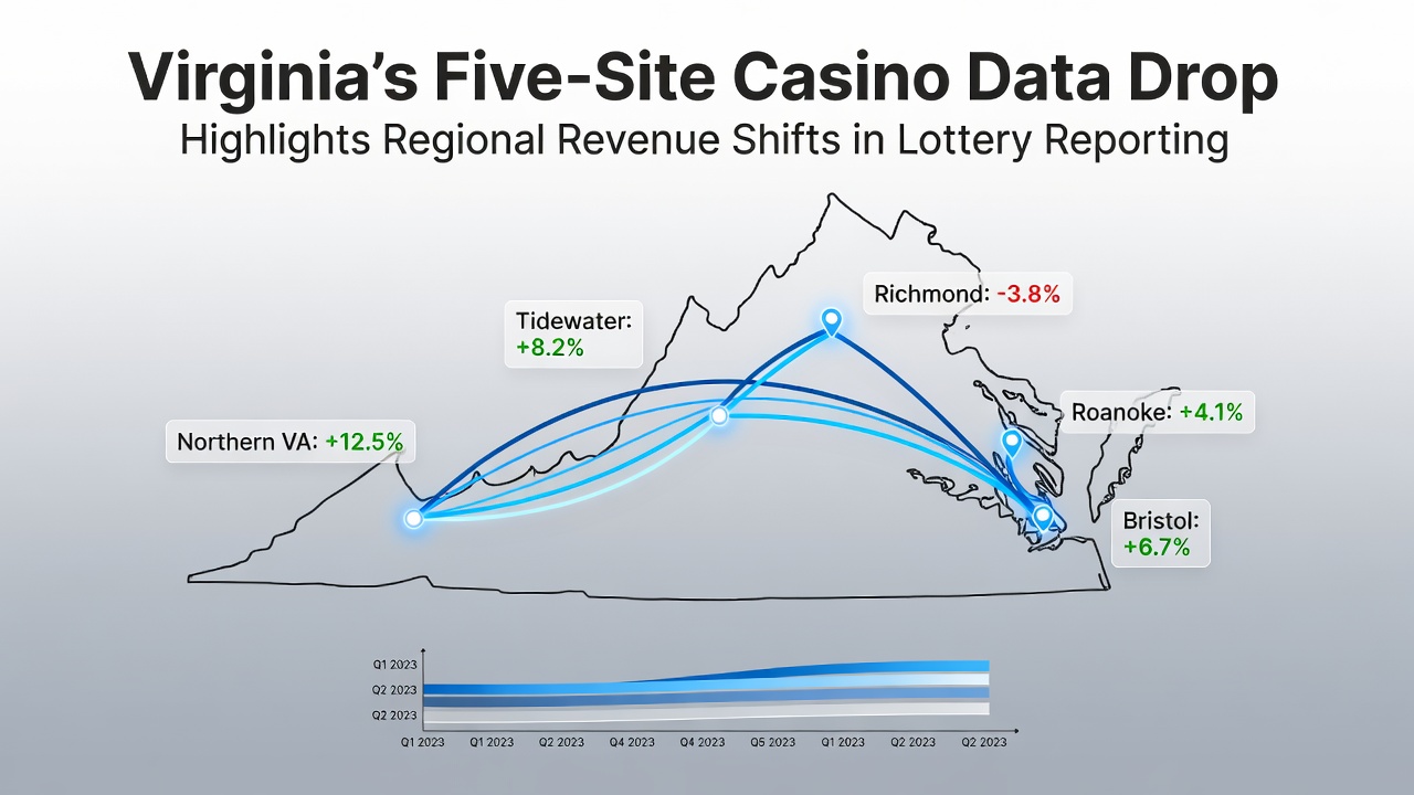 Virginia casino revenue chart showing regional shifts across five sites in 2026 lottery data