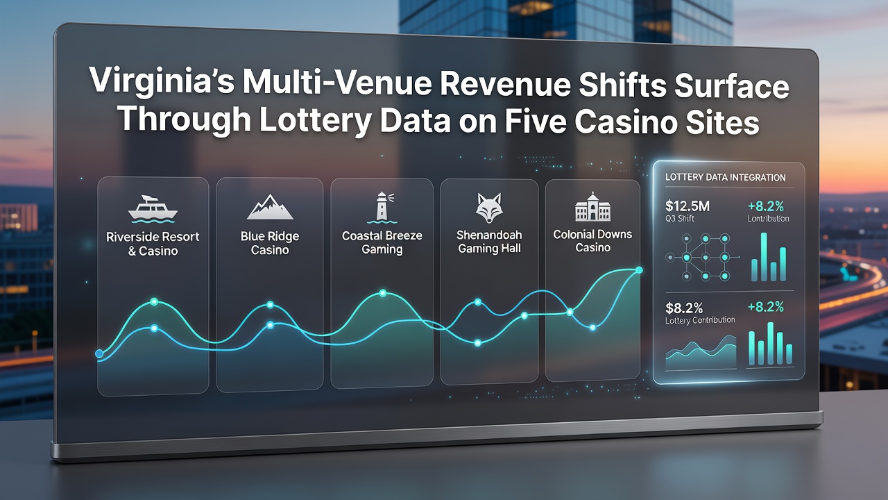 Chart displaying revenue distribution among Virginia's five casino sites based on lottery data